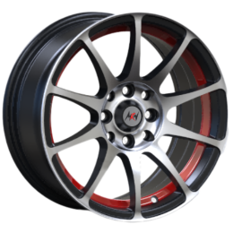 15x7.0 4H 100/114.3 P35 CB73.1 MRW AZ7500-9 - Black Machine Face Red Undercut