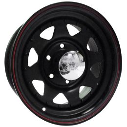 14x7.0 5H 114.3 P3 CB83.7 Maxsteel A17-Matt Black-RedBlue Stripe Rivet-Steel